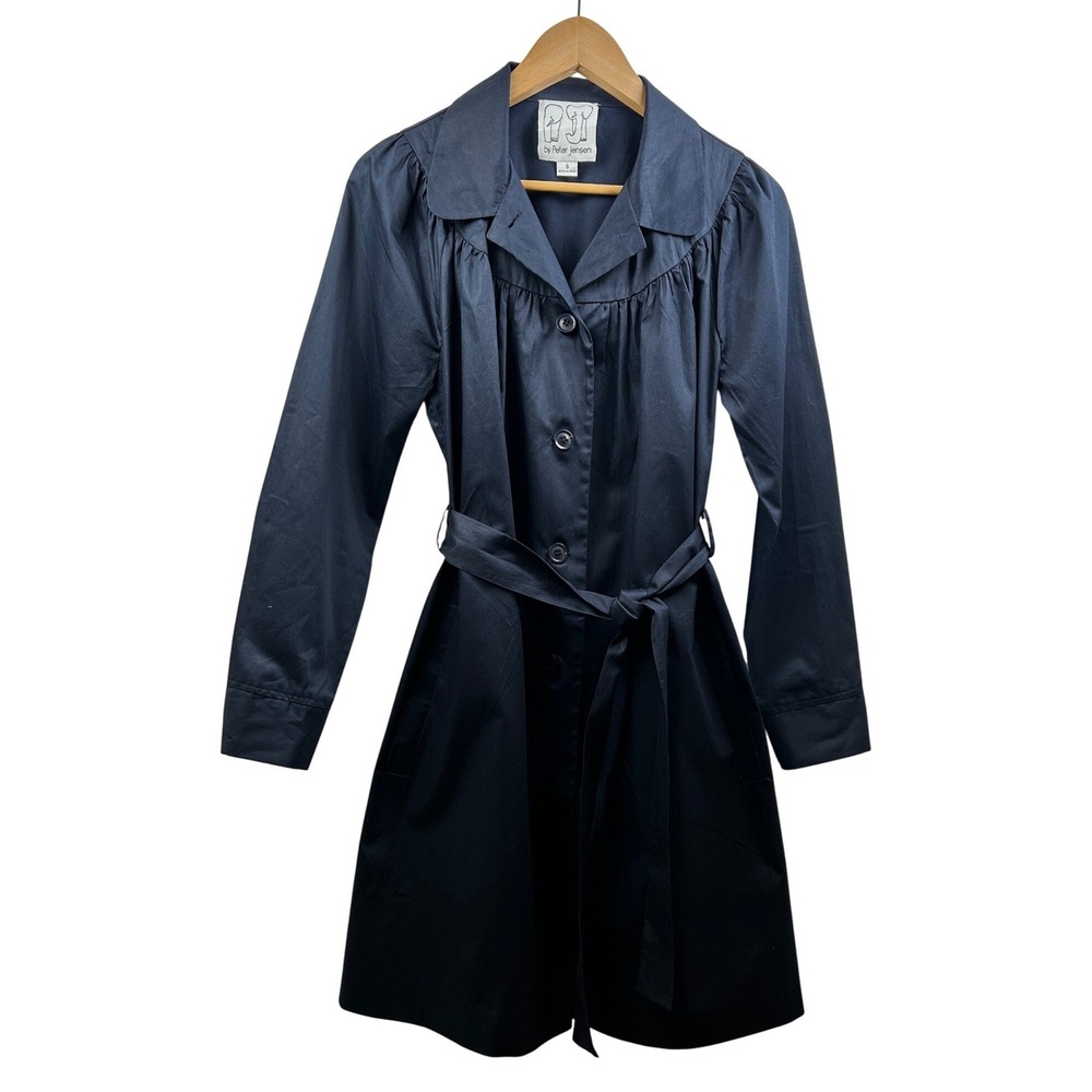PJ by Peter Jensen Gather Yoke Mac Jacket Coat Dress Womens S Navy Dark Academia